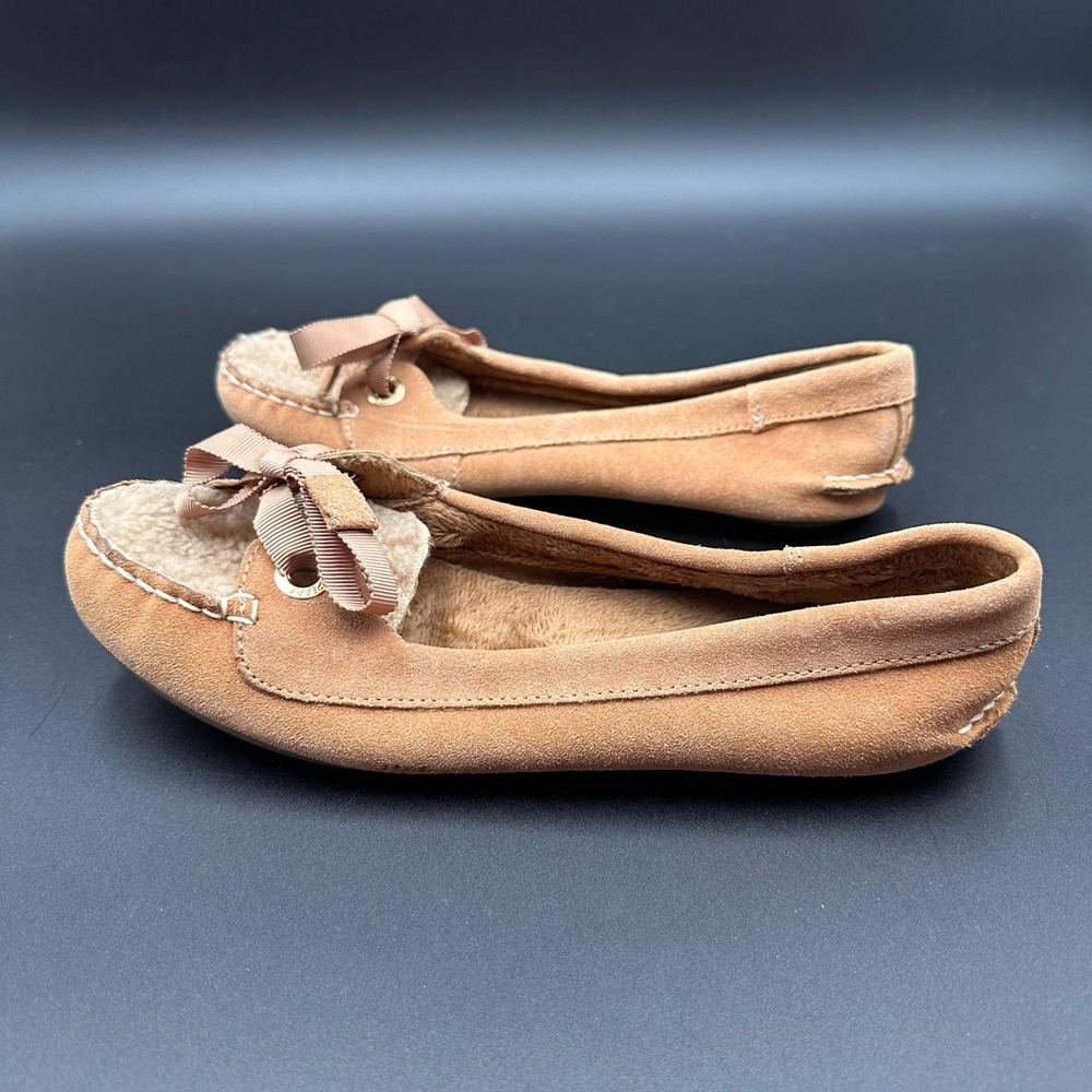 Sperry Top-Sider Womens Tan Suede Leather Bow Accent Moccasin Slippers Size 8M - Picture 5 of 8